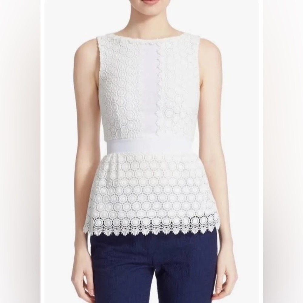 Diane Von Furstenberg Tavita Cosmic Lace Peplum Top
